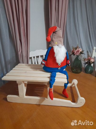 Деревянные санки декор на Новый год новогодний