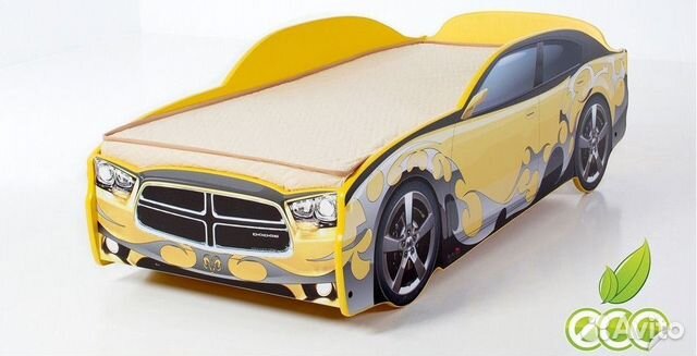 Кровать-машина Додж желтая в наличии