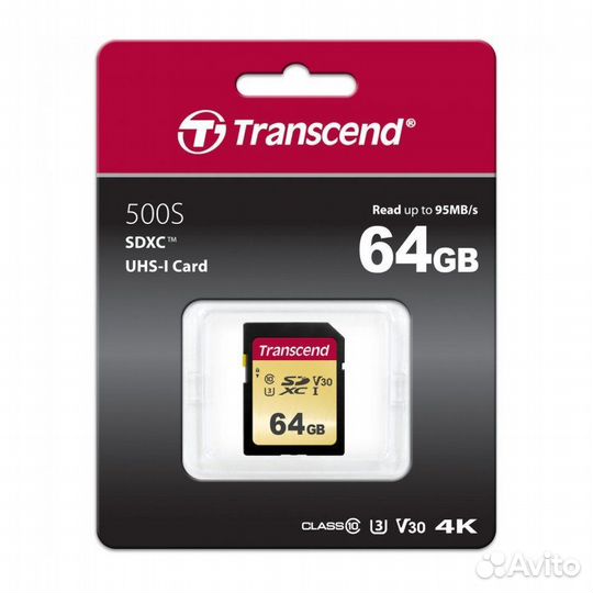 Карта памяти SD 64GB Transcend 500S sdxc UHS-I U3