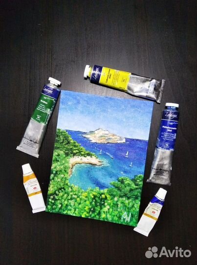 Мини картины маслом Океан Тропики