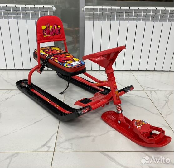 Снегокат «Тимка спорт 4-1» со спинкой с граффити н