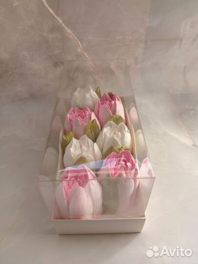 Съедобный букет из зефира в коробке