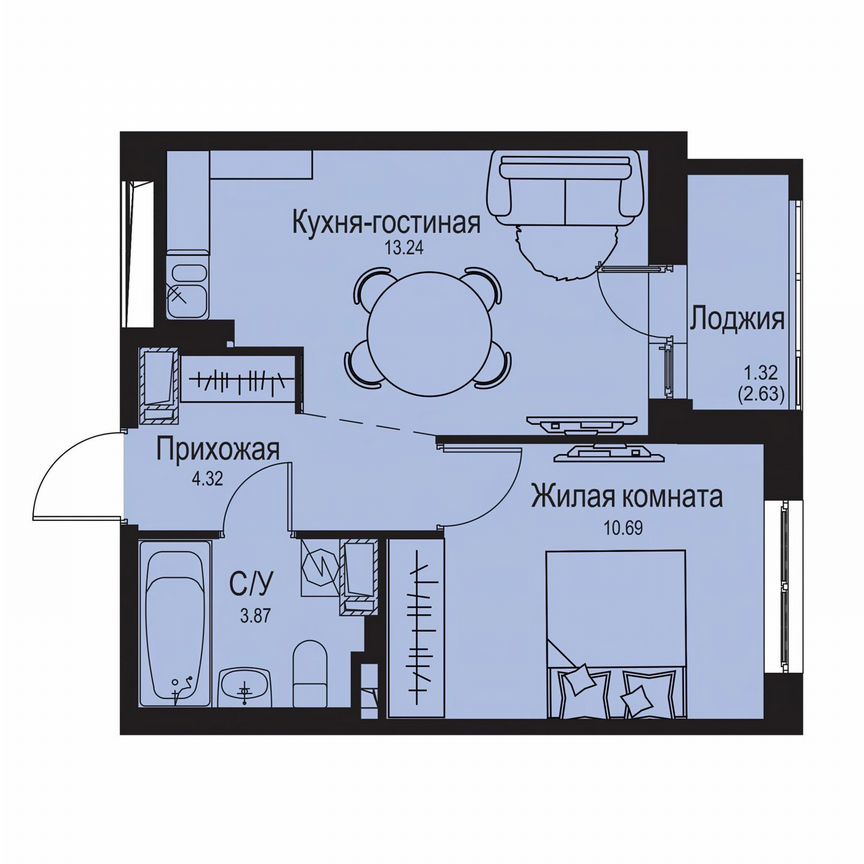 1-к. квартира, 33,4 м², 9/9 эт.