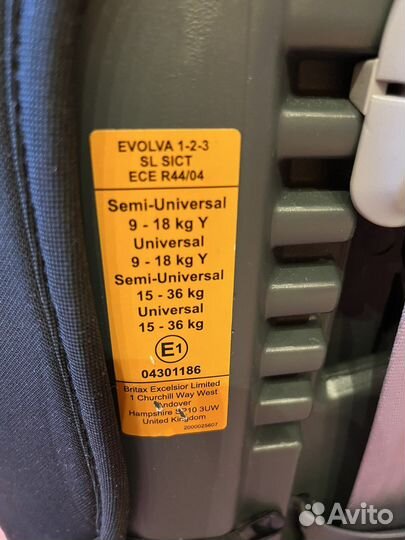 Автокресло britax romer evolva sict 9-36(123)