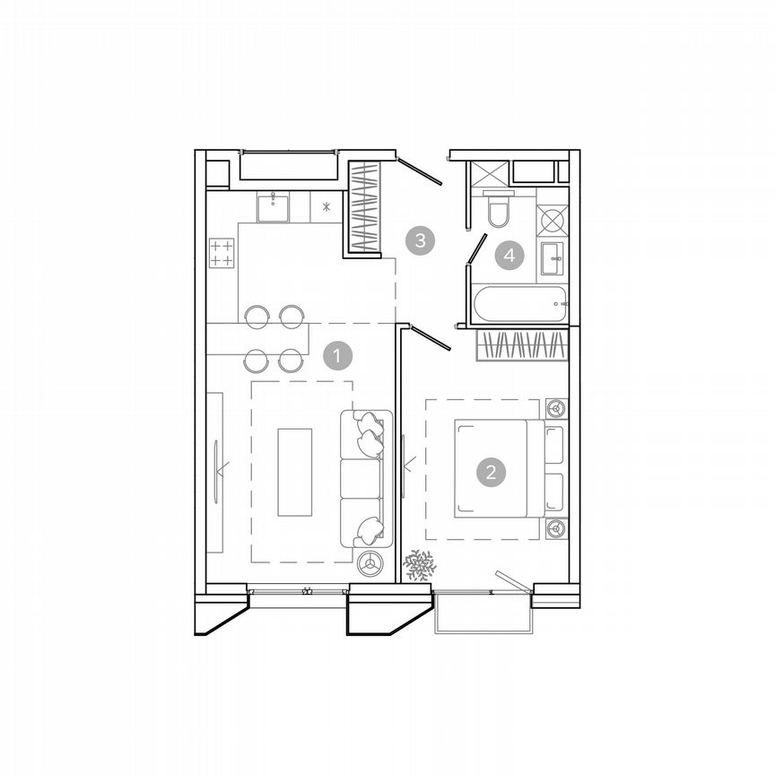 2-к. квартира, 48,2 м², 3/21 эт.