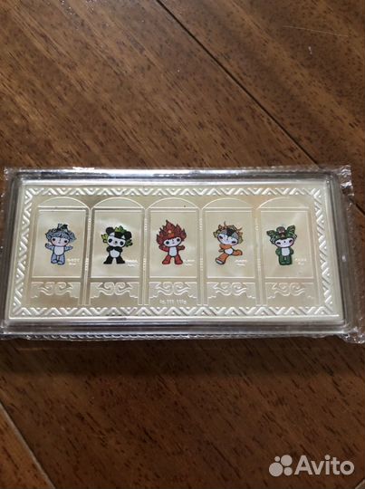 Сувенирный серебряный слиток Олимпиада 2008