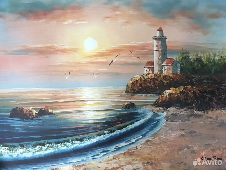 Картина маслом рассвет море