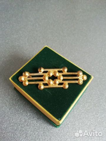 Брошь винтажная Фибула СССР Позолота Клеймо Штамп