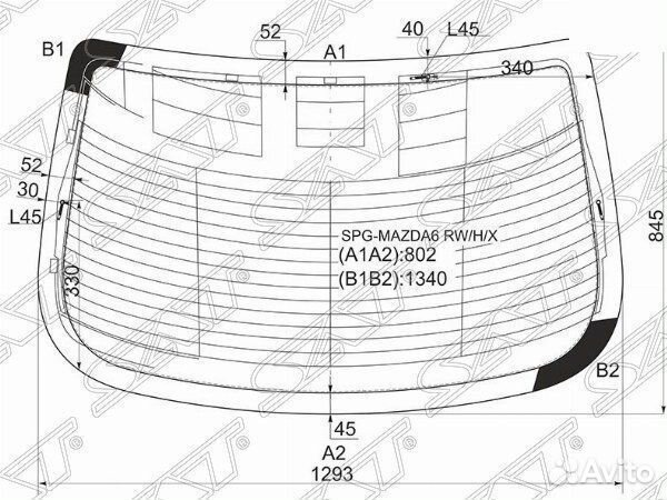 Стекло заднее с обогревом mazda 6