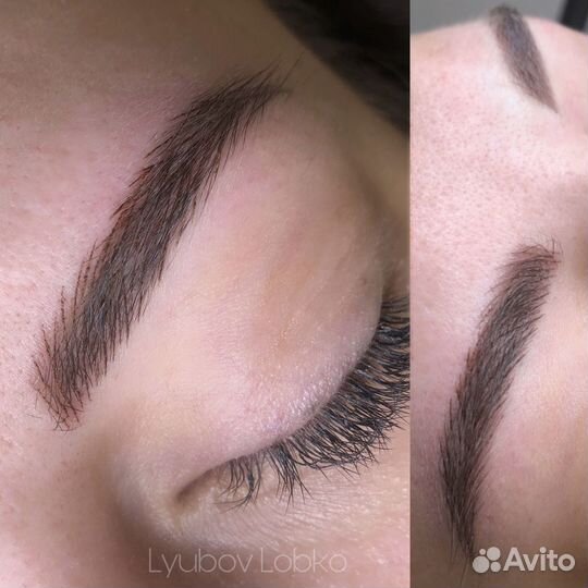 Волосковый перманентный макияж бровей