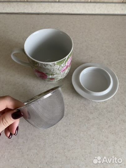 Кружка заварочная с ситом роза