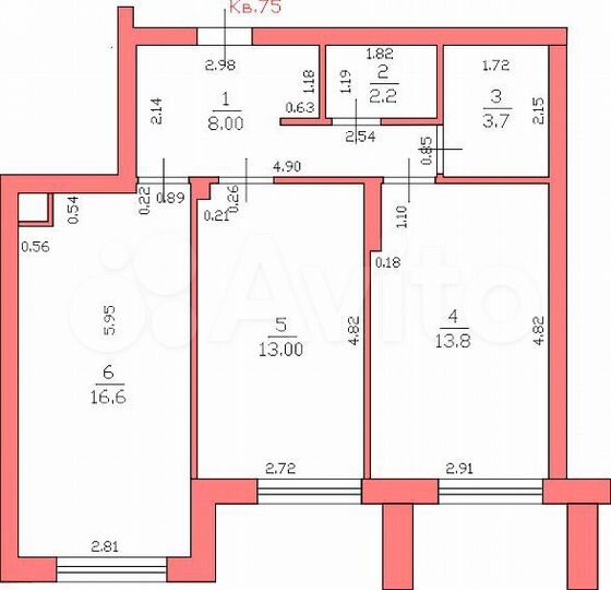 2-к. квартира, 57,3 м², 1/12 эт.