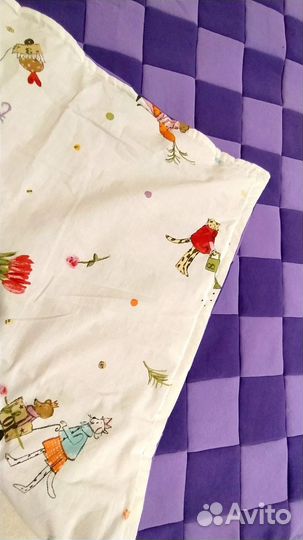 Летнее одеяло Плед для детей Сиреневые шашечки