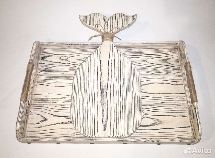 Поднос деревянный в комплекте с доской