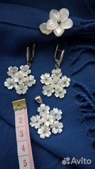 Комлект серебро с перламутром новый
