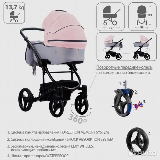 Коляска bebetto torino 2 в 1