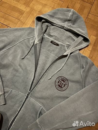 Distressed zip hoodie