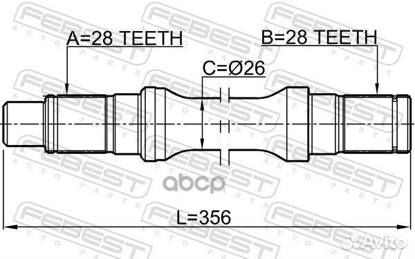 Полуось левая 28X356X28 mazda BT-50 UN 2006-201