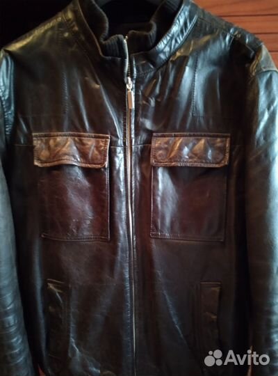 Кожаная куртка мужская 48 50