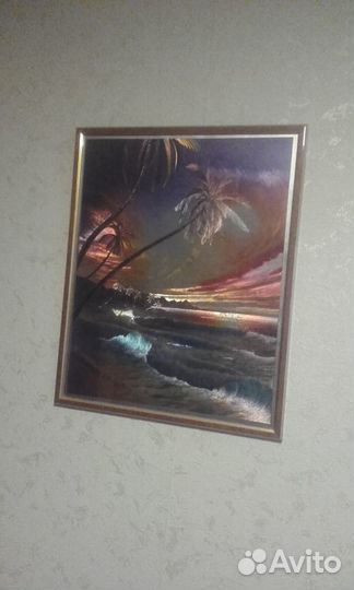 Картина металлография. Море, пальмы