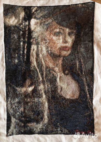 Картина «Женщина кошка», вышивка крестом