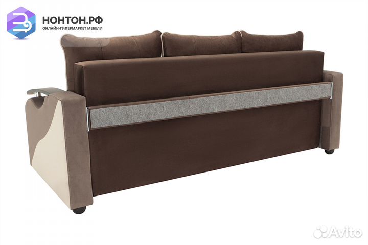 Диван еврокнижка Венеция коричневый / бежевый