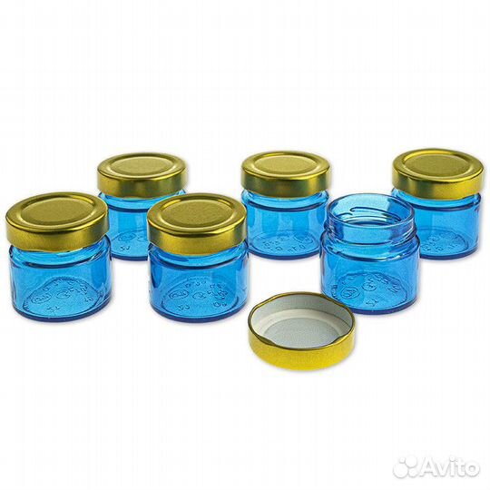 6 шт. Баночка для свечей 100 мл. (D58, синяя) с кр