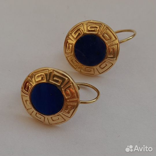 Золотые серьги с эмалью винтажные