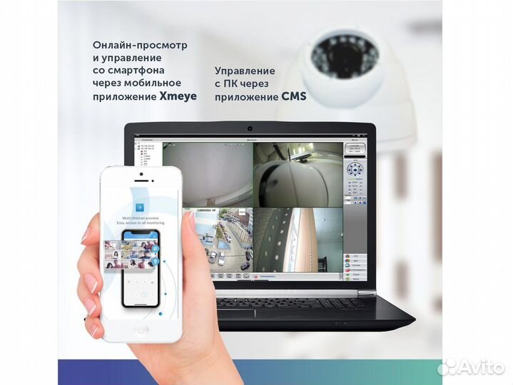 Комплект видеонаблюдения IP 2 камеры купольные