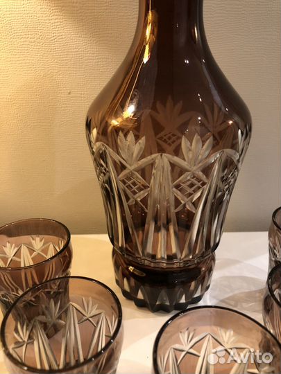 Графин/штоф и 5 стопок хрусталь. СССР 50-е годы