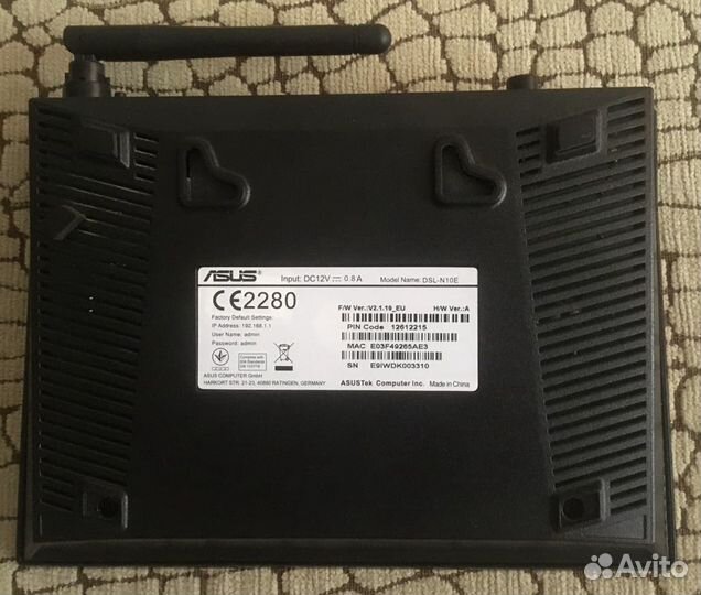 WI-FI adsl модем asus DSL-N10E (2.4Ггц)