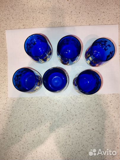 Рюмки из синего стекла из СССР. 6 шт