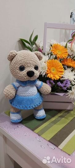 Мишка из плюшевой пряжи