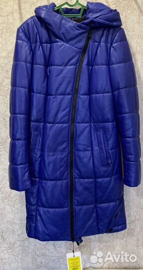 Пуховик женский натуральная кожа 48