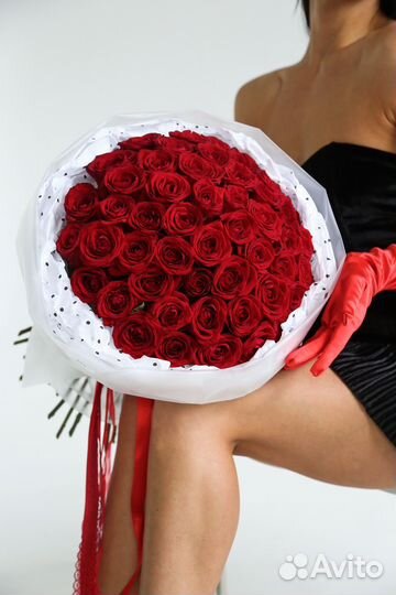 Букет с красными розами 51 шт. Доставка