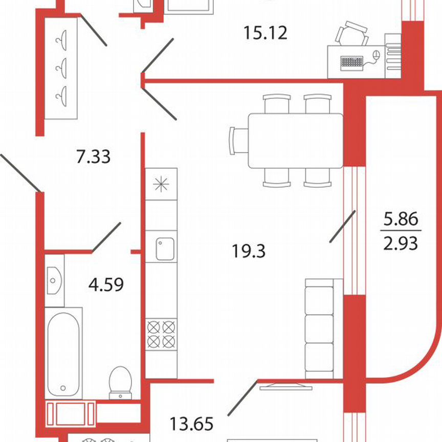 2-к. квартира, 65,9 м², 3/12 эт.