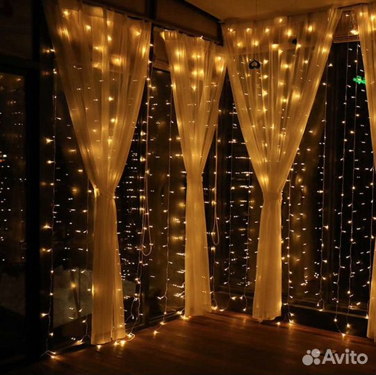 Новогодняя гирлянда штора