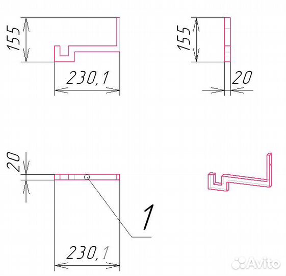 Кронштейн держатель для гардины loft
