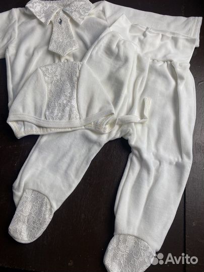 Детский комплект на выписку, велюр- мальчик