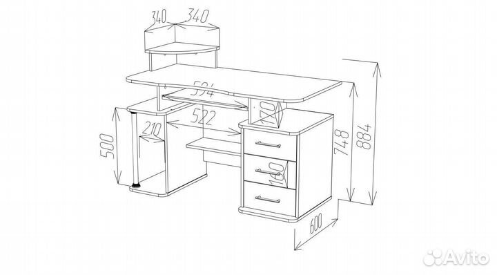 Стол компьютерный ск-22-1