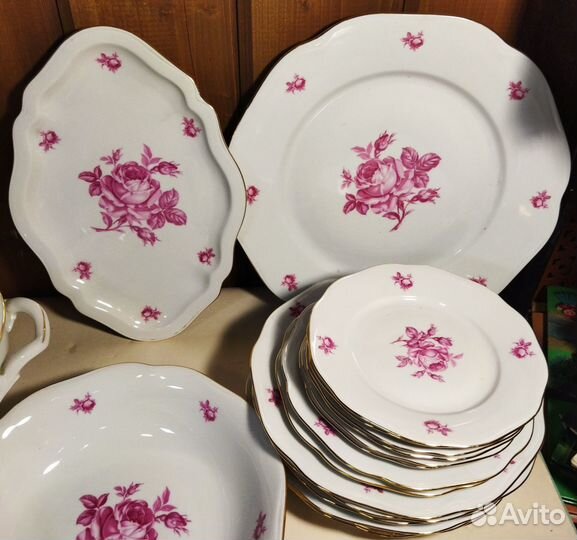 Сервиз столовый «Роза» Богемия Чехословакия СССР