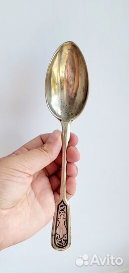 Столовая ложка серебро 875 проба чернение, кубачи