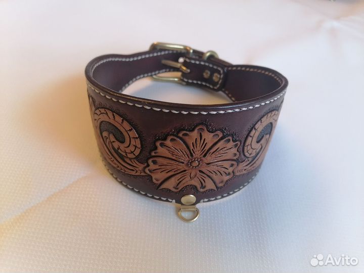 Ошейник-селедка для собак из натуральной кожи