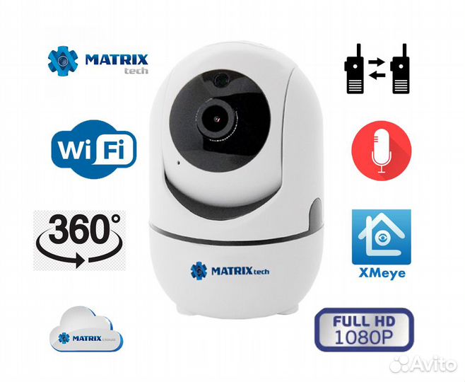 Поворотная камера видеонаблюдения WiFi с микроф