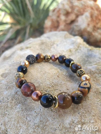 Браслет, чокер, серьги из натуральных камней