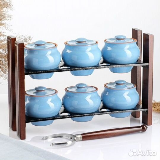 Набор 'Вятская керамика 2' 6х0,5 + ухват + полка