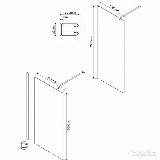 Душ. Стенка Vincea 120cm Темно-серый vsw-1h120clgm