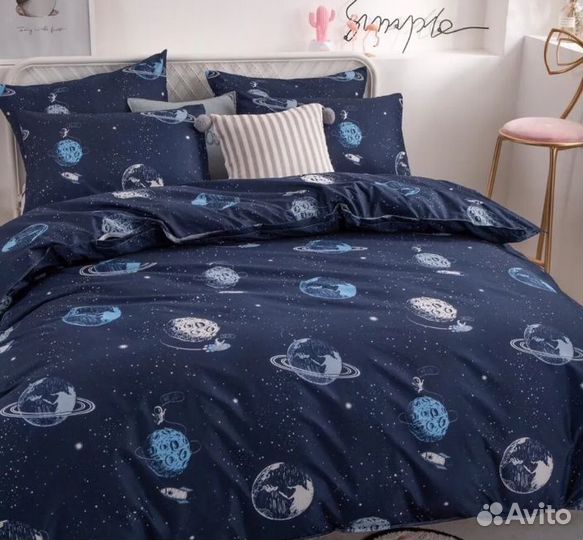 Белье постельное евро, семейное сатин, поплин