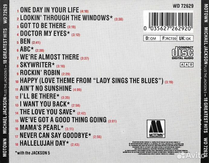 CD Michael Jackson Plus The Jackson 5 –18 Greatest
