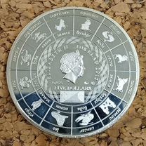 Монета 2012 знак зодиака Рыбы серебро ммд Токелау
